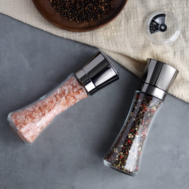 VEVOK CHEF Salt and Pepper Grinder Set Stainless Steel Black Salt and Pepper Mill with Adjustable Coarseness Salt Shaker Set Spice Grinder Black Pepper Grinder Refillable Home Kitchen - Image 4